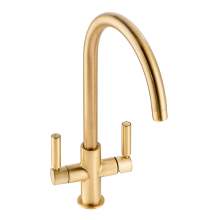 Abode Globe Aquifier Twin Lever Water Filter Kitchen Tap in Brushed Brass AT2175