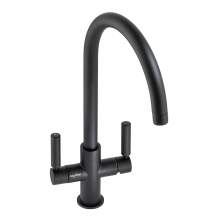 Abode Globe Aquifier Twin Lever Water Filter Kitchen Tap in Matt Black AT2176