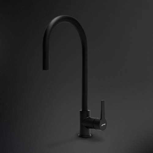 Smeg MID2N Single Lever Pull Out Hose Black Kitchen Tap