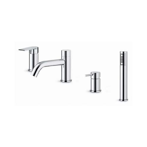 Vema Timea Chrome 4-Hole Deck Mounted Bath Shower Mixer