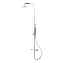 Bluci Chrome Round Bar Thermostatic Shower Valve with Fixed Head and Riser