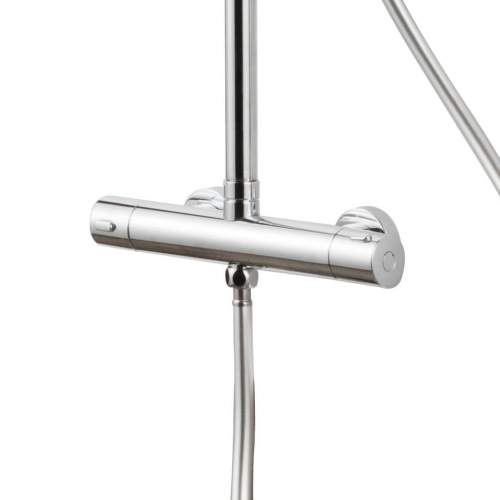 Bluci Chrome Round Bar Thermostatic Shower Valve with Fixed Head and Riser