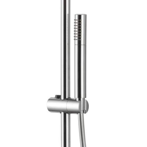 Bluci Chrome Round Bar Thermostatic Shower Valve with Fixed Head and Riser