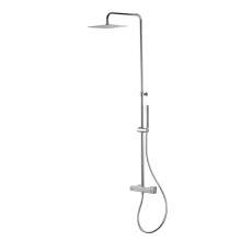 Bluci Chrome Square Bar Thermostatic Shower Valve with Fixed Head and Riser