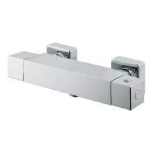 Bluci Square Single Outlet Chrome Thermostatic Shower Bar Valve