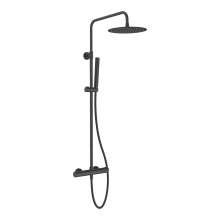 Bluci Matt Black Thermostatic Shower Column with Fixed Head and Riser