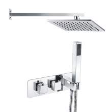 Bluci Square Shower Pack 4 - Chrome Twin Two Outlet with Handset & ABS Overhead