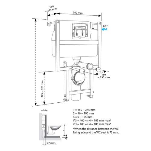 Bluci Low Height WC Frame including Cistern