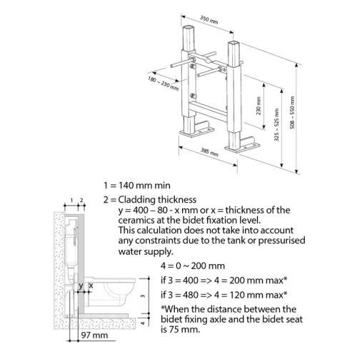 Bluci Wall Hung WC Frame excluding Cistern