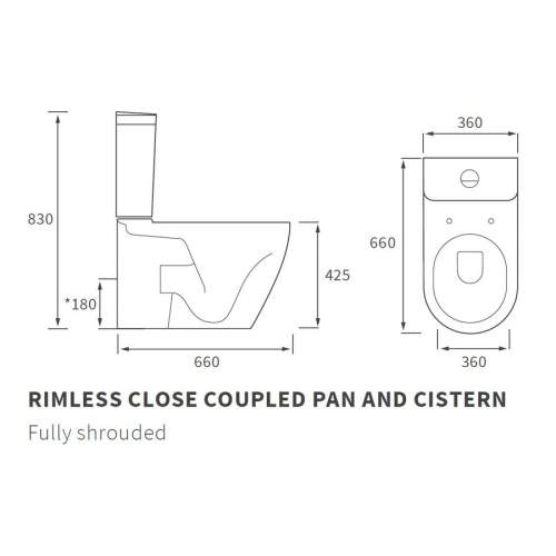 Bluci Cilantro Fully Shrouded Rimless Closed Coupled WC with Soft Close Seat