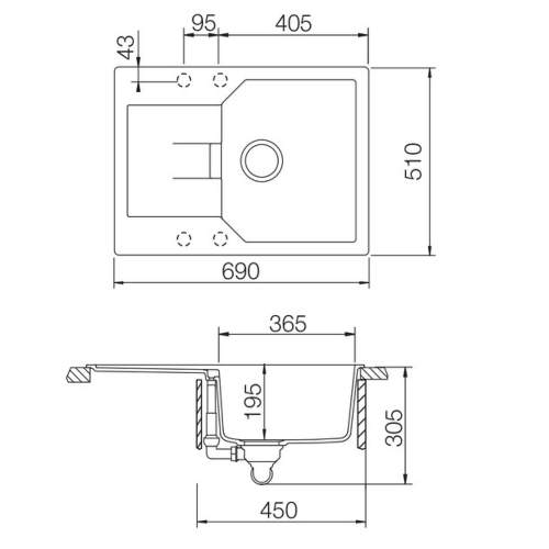 Rangemaster Mayon Igneous Compact Granite Inset Sink