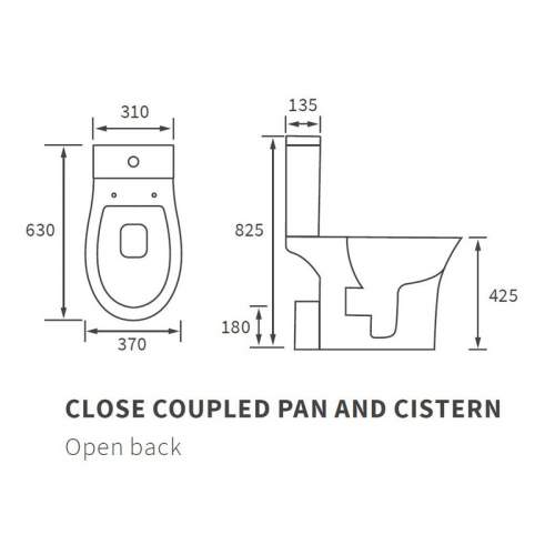 Bluci Sandro Open Back Rimless Close Coupled WC with Soft Close Seat