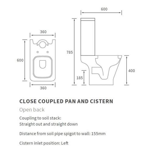 Bluci Cedarwood Open Back Close Coupled WC with Soft Close Seat