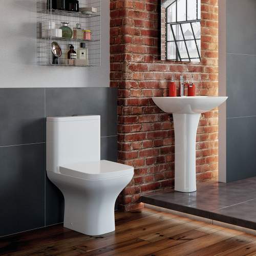 Bluci Cedarwood Open Back Close Coupled WC with Soft Close Seat