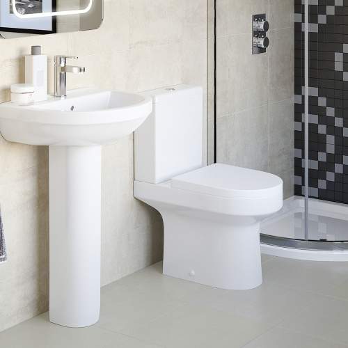 Bluci Laurus Open Back Comfort Height Close Coupled WC with Soft Close Seat