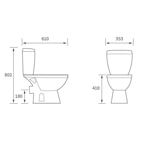 Bluci Tuscany Open Back Close Coupled WC with Soft Close Seat