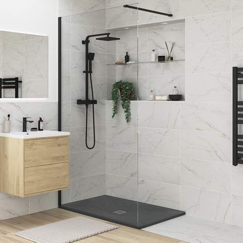 Bluci Slate Effect Ultra-Slim 1000mm Wide Rectangular Shower Tray