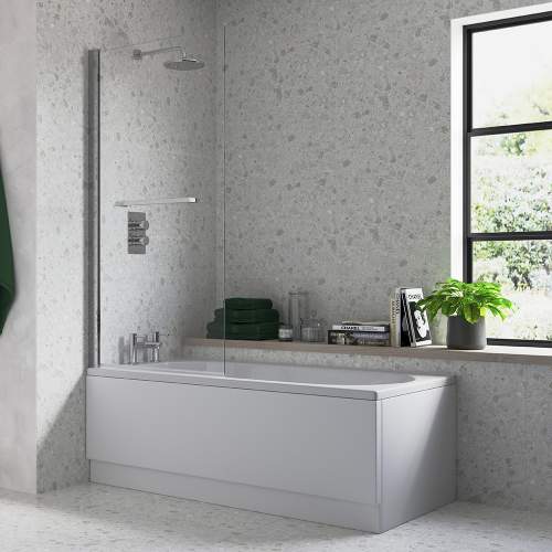 Bluci Single Straight Edge Bath Screen with Rail