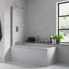 Bluci Single Straight Edge Bath Screen with Rail