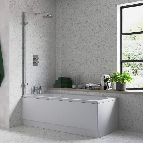 Bluci Hinged Straight Edge Bath Screen
