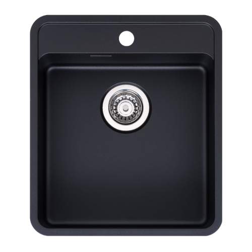 Reginox OHIO 40x40 Jet Black Single Bowl Kitchen Sink With Tap Ledge