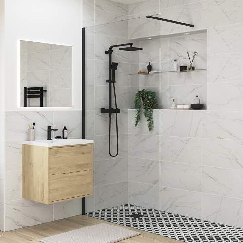 Bluci Black Profile Wetroom Panel