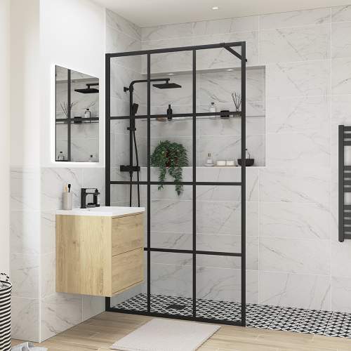 Bluci Black Framed Wetroom Panel