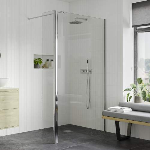 Bluci 8mm Wetroom Panel plus Support Bar and 300mm Rotatable Panel