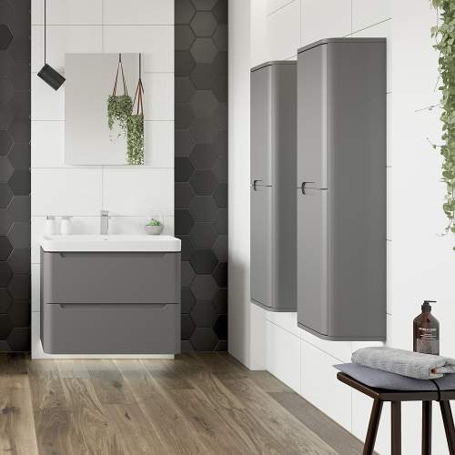 Bluci Lambra 2 Door Wall Hung Tall Bathroom Unit