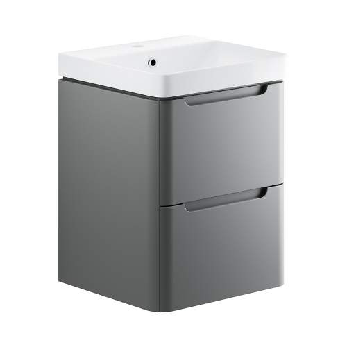Bluci Lambra 500mm 2 Drawer Wall Hung Cloakroom Basin Unit