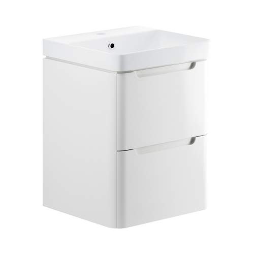 Bluci Lambra 500mm 2 Drawer Wall Hung Cloakroom Basin Unit