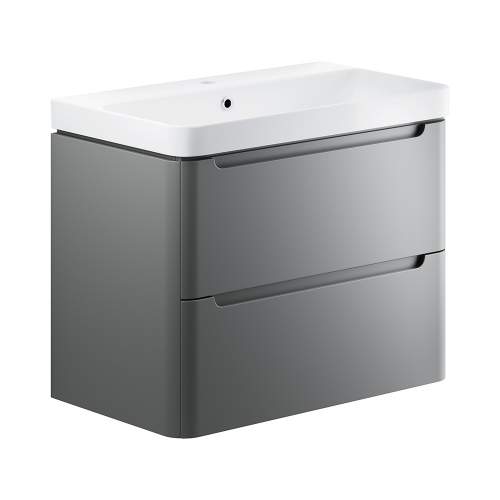 Bluci Lambra 800mm 2 Drawer Wall Hung Bathroom Basin Unit