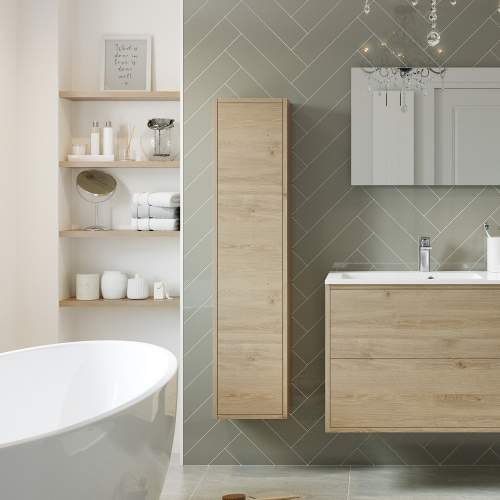 Bluci Perla Single Door Wall Hung Tall Bathroom Unit