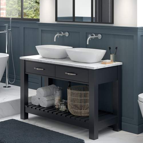 Bluci Manhattan Carrara Marble Laminate Bathroom Worktop