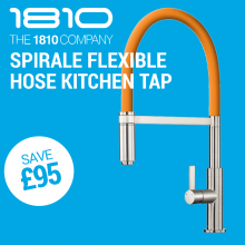 The 1810 Company  Spirale Coloured Flexible Hose Kitchen Tap in Brushed Steel