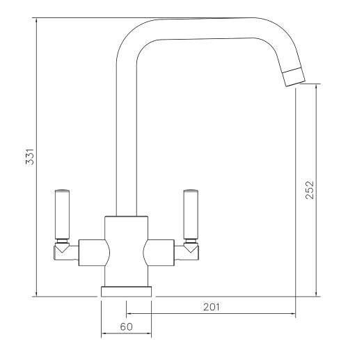 Abode Atlas Quad Twin Lever Monobloc Kitchen Tap