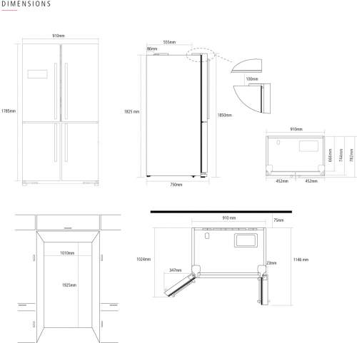 Caple CAFF46GM French Door Gunmetal Fridge Freezer