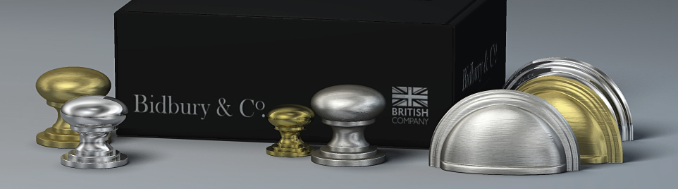 Bidbury & Co brass, chrome and pewter furniture handles