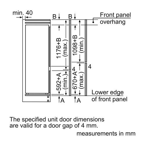 Bosch Serie 2 KIV87NSF0G Built In 70 30 Low Frost Fridge Freezer