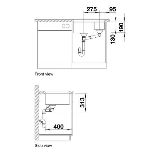 Blanco SUBLINE 340-160-U Silgranit 1.5 Bowl Undermount Kitchen Sink