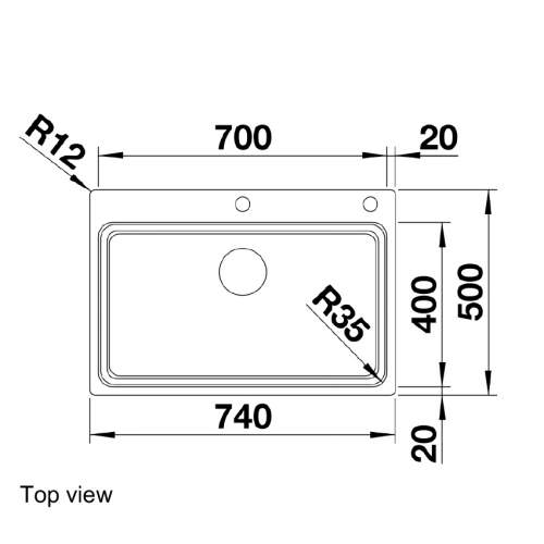 Blanco ETAGON 700-IF/A Inset 1.0 Bowl Sink with Tapledge