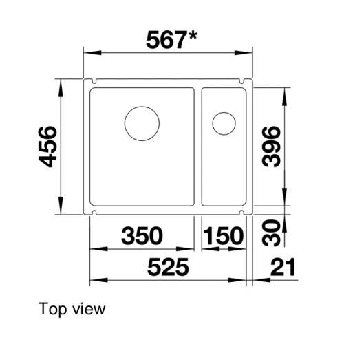 Blanco SUBLINE 350/150-U Ceramic 1.5 Bowl Undermount Kitchen Sink