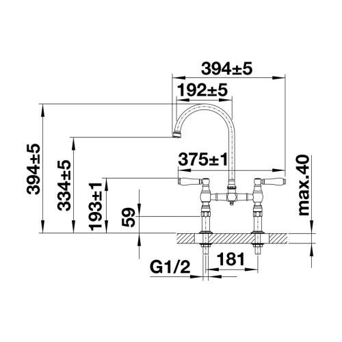 Blanco VICUS Twin Lever Bridge Kitchen Tap