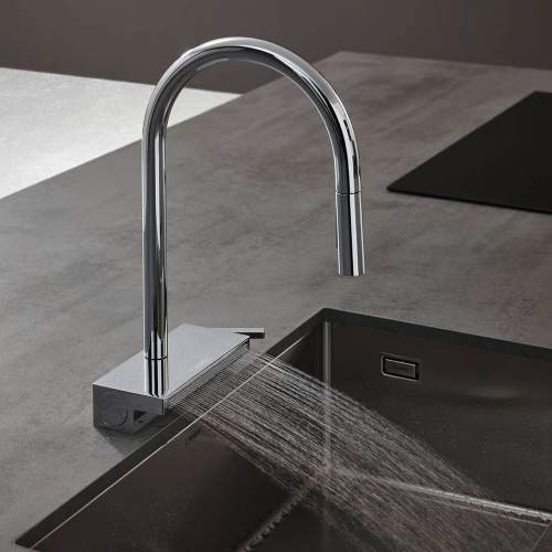 Hansgrohe Aquno Select M81 Single lever kitchen mixer 170 with pull-out spray and sBox with 3 spray modes