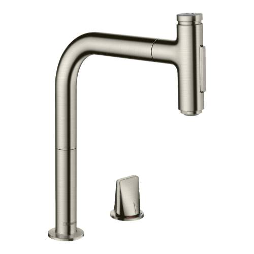 Hansgrohe Metris Select M71 2 hole single lever kitchen mixer with pull-out spray
