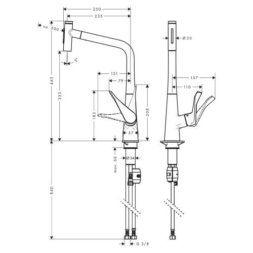 Hansgrohe Metris Select M71 Single lever kitchen mixer with pull-out spray