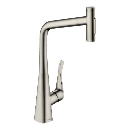Hansgrohe Metris Select M71 Single lever kitchen mixer 320 with pull out spray and sBox with 2 spray modes