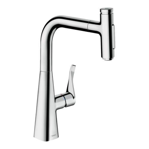 Hansgrohe Metris Select M71 Single lever kitchen mixer 240 with pull out spray and sBox with 2 spray modes