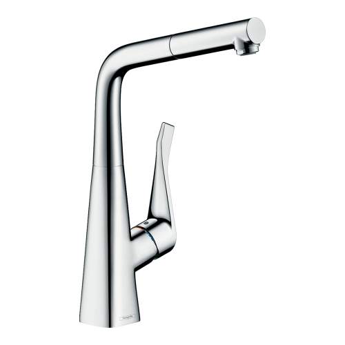 Hansgrohe Metris M71 Single lever kitchen mixer 320 with pull out spout and single spray mode