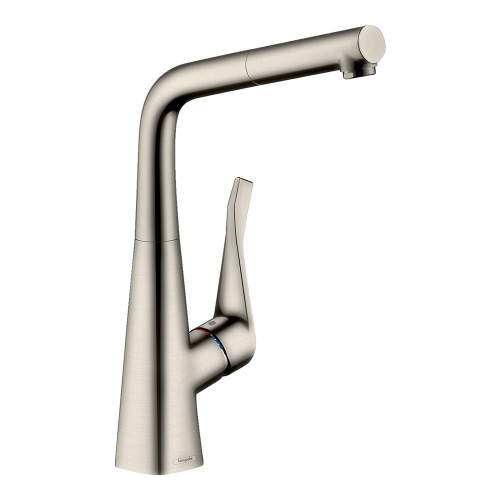 Hansgrohe Metris M71 Single lever kitchen mixer 320 with pull out spout and single spray mode